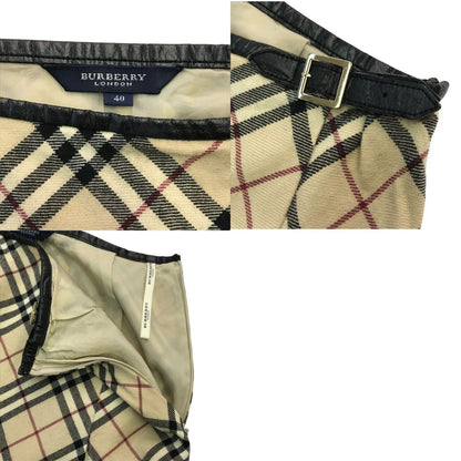 BURBERRY バーバリー ロングスカート レディース ウール ノバチェック ロンドン ベルト ベージュ 40サイズ FX005-045 中古 T1