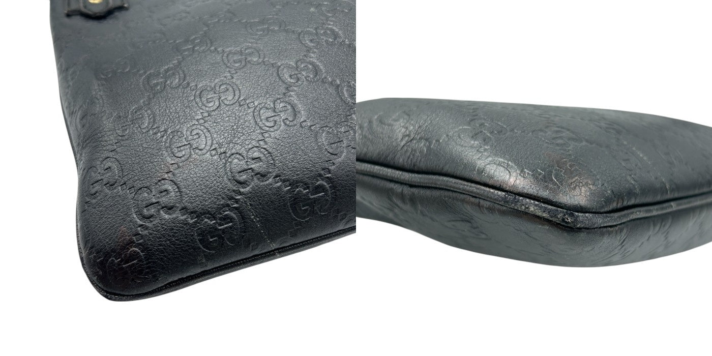 GUCCI グッチ シマ ショルダーバッグ ブラック 239347 ブランド バッグ レディース 肩掛け 斜め掛け 本革 レザー 中古 W４