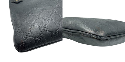 GUCCI グッチ シマ ショルダーバッグ ブラック 239347 ブランド バッグ レディース 肩掛け 斜め掛け 本革 レザー 中古 W４