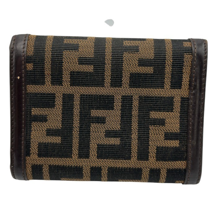 FENDI フェンディ ズッカ 財布 三つ折り ブランド レディース コンパクト 小さめ 中古 W４