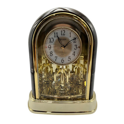 リズム RHYTHM シチズン 置き時計 電波時計 アナログ クリスタル 回転飾り 茶 CITIZEN パルドリームR656 4RY656-023 インテリア おしゃれ 時計 中古 W４