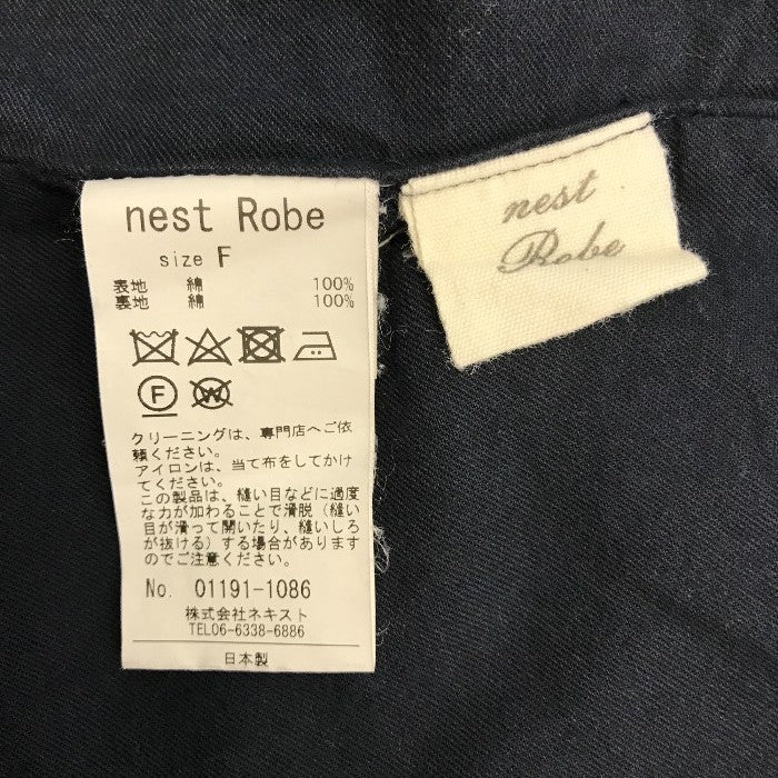 nest Robe ネストローブ トレンチコート レディース コットン ロング丈 ヴィンテージ加工 裏地あり ネイビー フリーサイズ 01191-1086 中古 T1