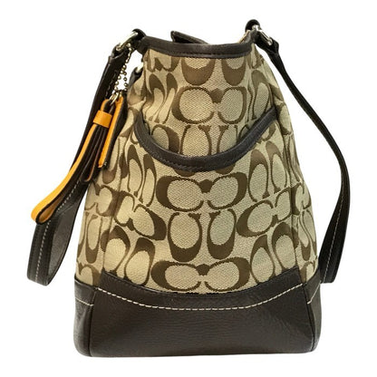 COACH コーチ シグネチャー トートバッグ レディース キャンバス/レザー ショルダー 大容量 カーキ/ブラウン F23297 中古 T1