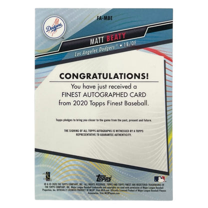 TOPPS MLBカード FINEST MATT BEATY LOS ANGELES DODGERS #FA-MBE 中古 IT2