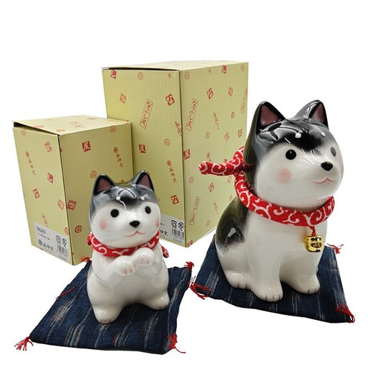 未使用品 薬師窯 YAKUSHIGAMA 和楽づくし わんこ日和 お座り黒柴(9685) おねだり黒柴(9689) セット 中古 H4