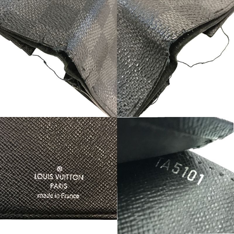 LOUIS VUITTON ルイヴィトン ダミエ グラフィット ポルトフォイユブラザ 長財布 メンズ 二つ折り スリム 実用的 M62665 中古 T1