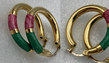 K18 エナメル七宝  フープイヤリング ピアス 中古 D4