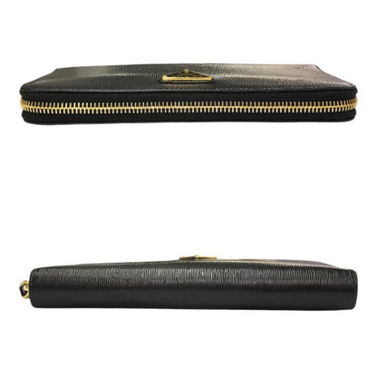 PRADA プラダ VITELLO MOVE TR ヴィッテロムーブ 長財布 メンズ ラウンドファスナー ジップ レザー 三角プレート ブラック 1ML506 中古 T1