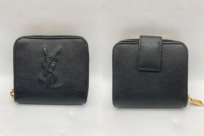Yves Saint Laurent イヴサンローラン ラウンドファスナー コンパクト財布 中古 D4