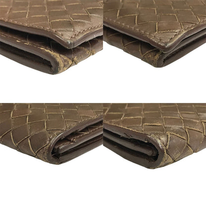 BOTTEGA VENETA ボッテガヴェネタ 長財布 メンズ イントレチャート 二つ折り レザー 小銭入れなし 札入れ ブラウン 中古 T1