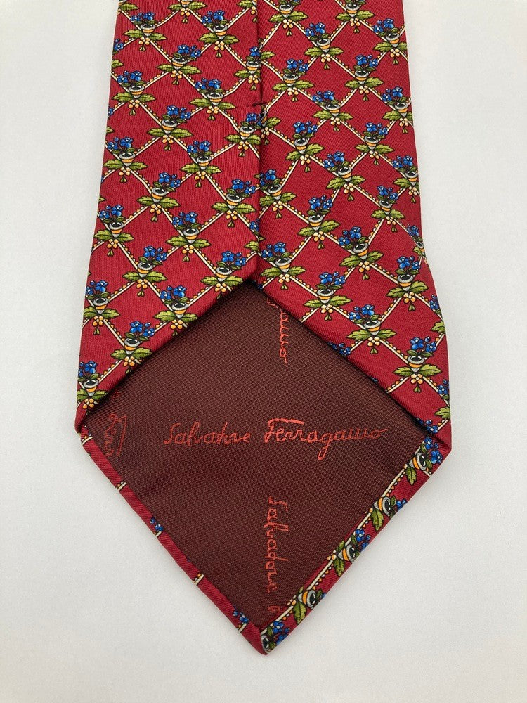 Salvatore Ferragamo サルヴァトーレフェラガモ 花柄 ネクタイ シルク100％ 中古 D4