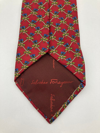 Salvatore Ferragamo サルヴァトーレフェラガモ 花柄 ネクタイ シルク100％ 中古 D4