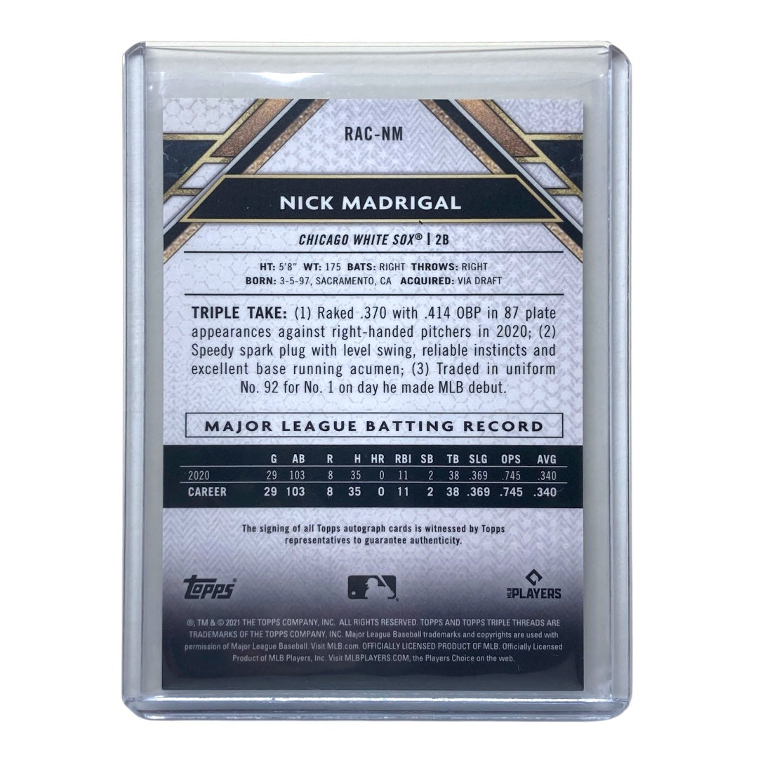 TOPPS MLBカード TRIPLE THREADS NICK MADRIGAL WHITE SOX 06/99 #RAC-NM 中古 IT2