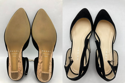 REGAL リーガル アンクルストラップ ローヒール パンプス F06L ブラック 23.5cm 中古 D4