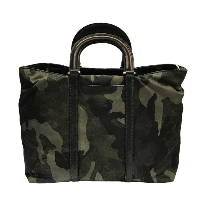 PRADA プラダ ハンドバッグ レディース 2way ショルダー カモフラージュ 迷彩柄 ナイロン 斜め掛け 三角プレート カーキグリーン 中古 T1