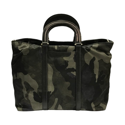 PRADA プラダ ハンドバッグ レディース 2way ショルダー カモフラージュ 迷彩柄 ナイロン 斜め掛け 三角プレート カーキグリーン 中古 T1