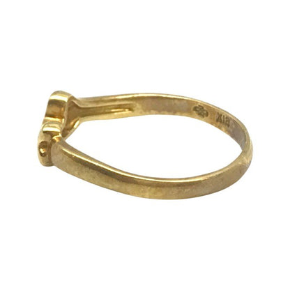 K18 ピンキーリング リング ハートモチーフ メレダイヤ イエローゴールド 4号 中古 T1