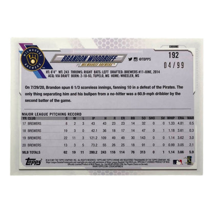 TOPPS MLBカード CHROME BRANDON WOODRUFF MILWAUKEE BREWERS /99 #192 中古 IT2