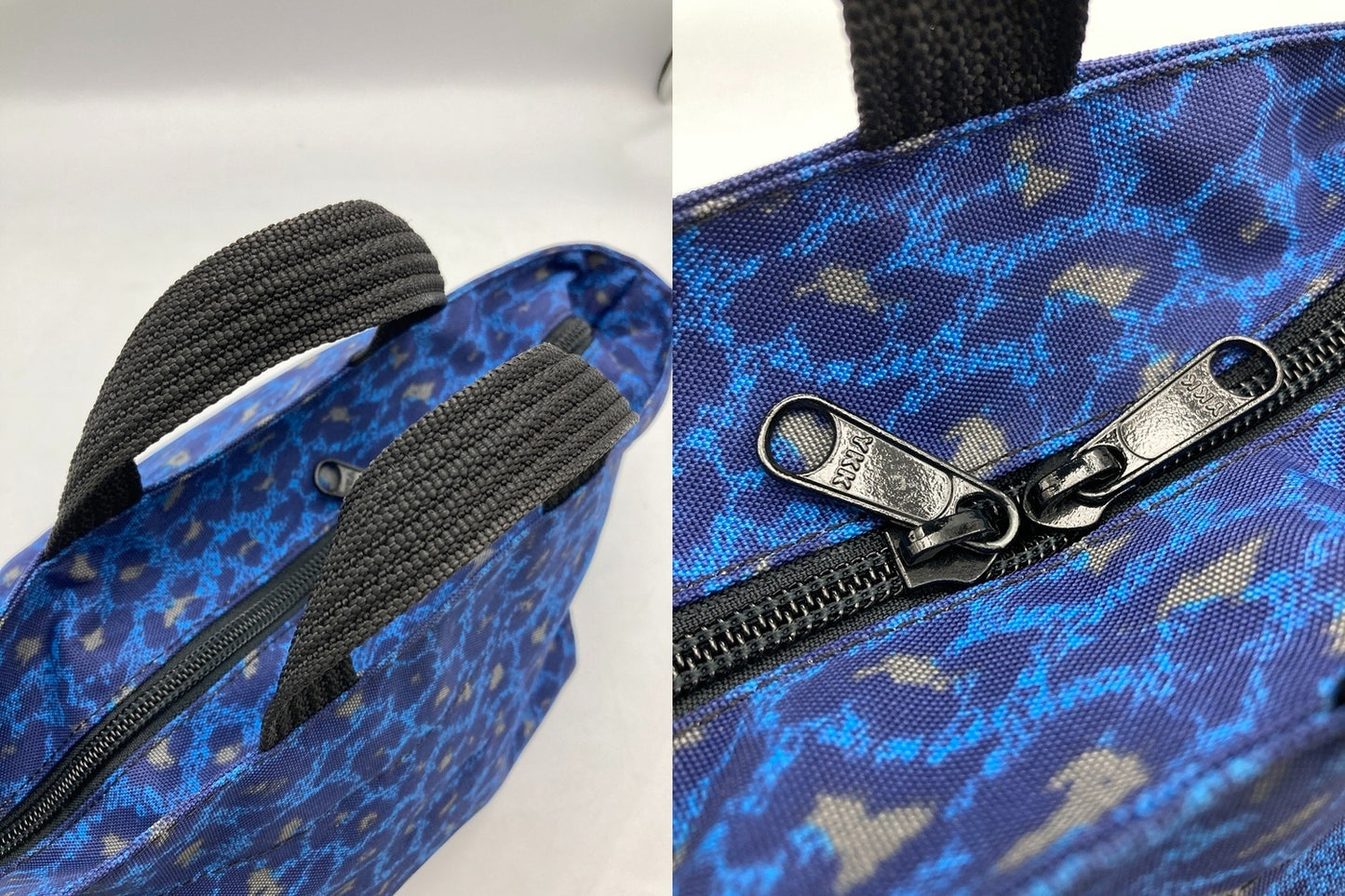 Herve chapelier エルベシャプリエ ナイロン 舟型 トートS ヒョウ柄 パンサー ブルー 中古 D4