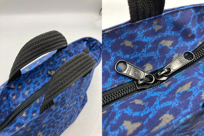 Herve chapelier エルベシャプリエ ナイロン 舟型 トートS ヒョウ柄 パンサー ブルー 中古 D4