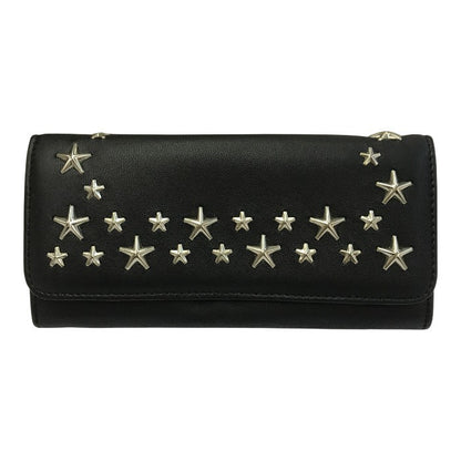 JIMMY CHOO ジミーチュウ ニノ 長財布 レディース 2つ折り レザー NINO 小銭入れ付き スタースタッズ ブラック 中古 T1