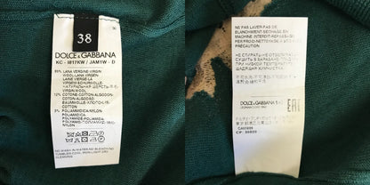 DOLCE＆GABBANA ドルチェ＆ガッバーナ レースコンビ カーディガン 38 トップス グリーン レディース 春 中古 W1