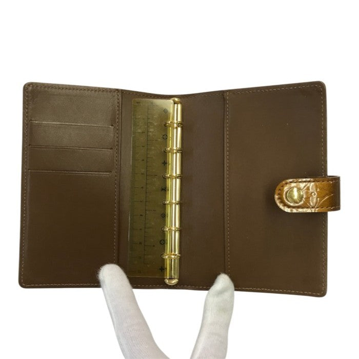 LOUIS VUITTON ルイヴィトン ヴェルニ アジェンダPM 手帳カバー ユニセックス エナメル システム手帳 ブラウン系 中古 T1