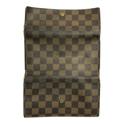 LOUIS VUITTON ルイヴィトン ダミエ ポルトトレゾールインターナショナル 長財布 ユニセックス 三つ折り 小銭入れあり ホック ブラウン N61215 中古 T1