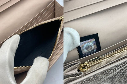 BVLGARI ブルガリ・ブルガリ メタリック カルングスキン ラージウォレット 長財布 中古 D4