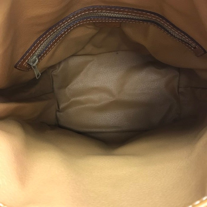 CELINE セリーヌ 巾着 ショルダーバッグ レディース マカダム柄 PVC ブラウン 中古 T1