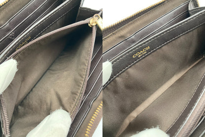COACH コーチ 型押しレザー シグネチャー ラウントファスナー 長財布 中古 D4
