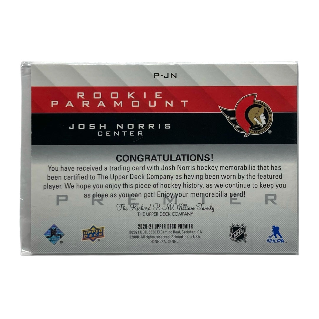 UPPER DECK NHLカード PREMIER JOSH NORRIS SENATORS #P-JN 中古 IT2
