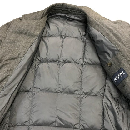 EMPORIO ARMANI JEANS エンポリオアルマーニ ジーンズ ダウンコート メンズ ハーフ ロング シンプル 無地 グレー Sサイズ L15GK 中古 T1