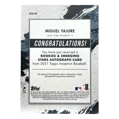TOPPS MLBカード INCEPTION MIGUEL YAJURE YANKEES 113/125 #RESA-MY 中古 IT2