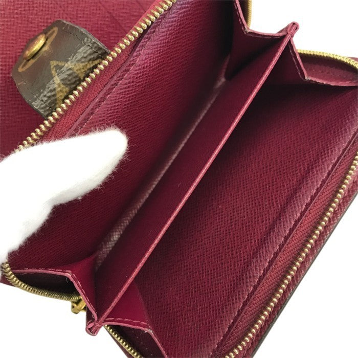LOUIS VUITTON ルイヴィトン モノグラム ポルトフォイユ ジュリエット 財布 2つ折り ラウンドジップ ブラウン/レッド M69433 中古 T1