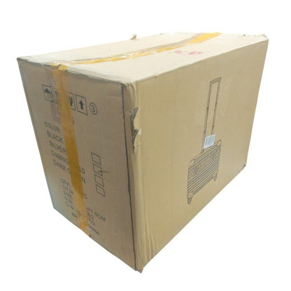 【ノーブランド】 アルミ風 横型キャリーケース 4輪 トップオープン ビジネス スーツケース 樹脂製 中古 H4