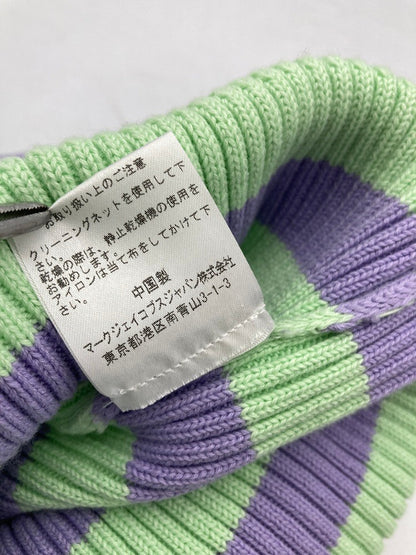 マークジェイコブス REDUX GRUNGE COLLECTION グランジコレクション ストライプ ニット帽 ミントグリーン×ラベンダー 中古 D4