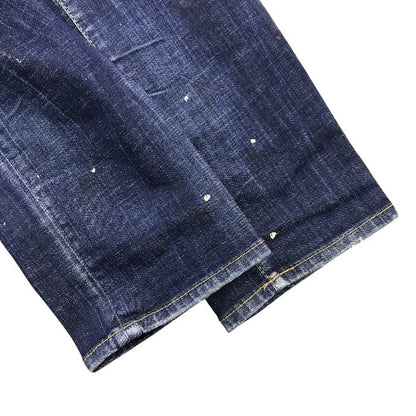DSQUARED2 ディースクエアード デニムパンツ メンズ ジーンズ ボタンフライ ダメージ加工 インディゴブルー 48サイズ S74LB0871 S30342 中古 T1