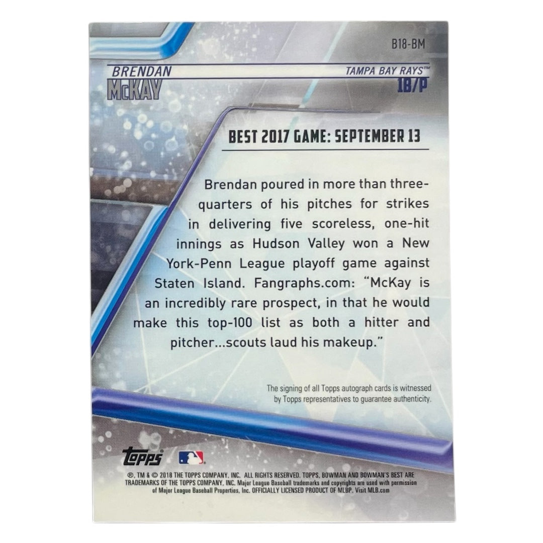 TOPPS MLBカード BOWMAN'S BEST BRENDAN MCKAY TAMPA BAY RAYS /99 #B18-BM 中古 IT2