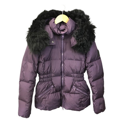 COACH コーチ ダウンジャケット レディース ミドル丈 ファー フード 取り外し可 パープル Sサイズ F57029 中古 T1