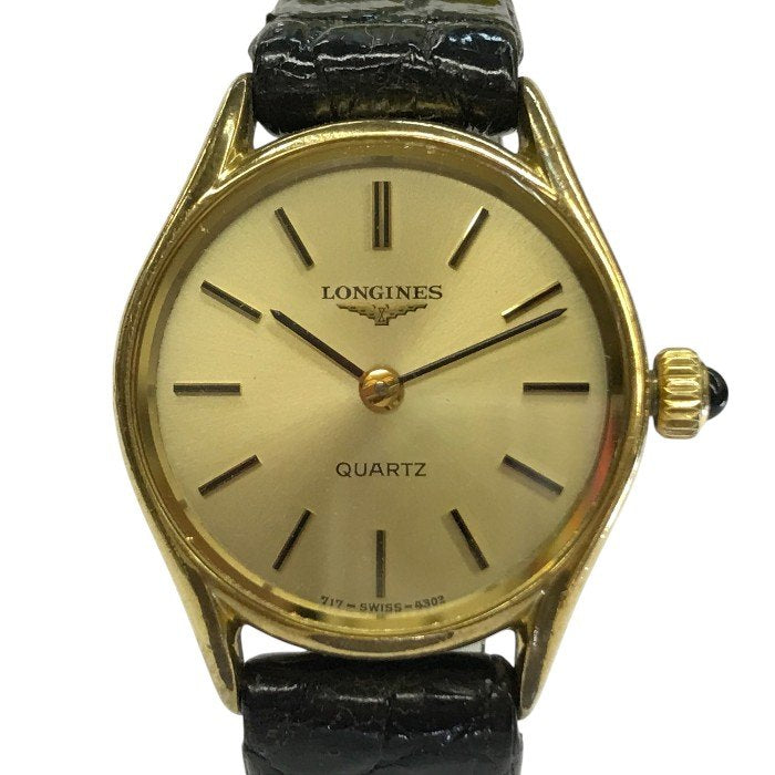 LONGINES ロンジン 腕時計 レディース アナログ クォーツ シンプル ヴィンテージ ゴールド/ブラック 717 4302 中古 T1