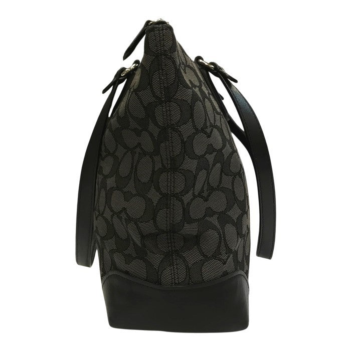 COACH コーチ シグネチャー トートバッグ レディース キャンバス/レザー ハンドバッグ A4収納可 グレー/ブラック F29958 中古 T1