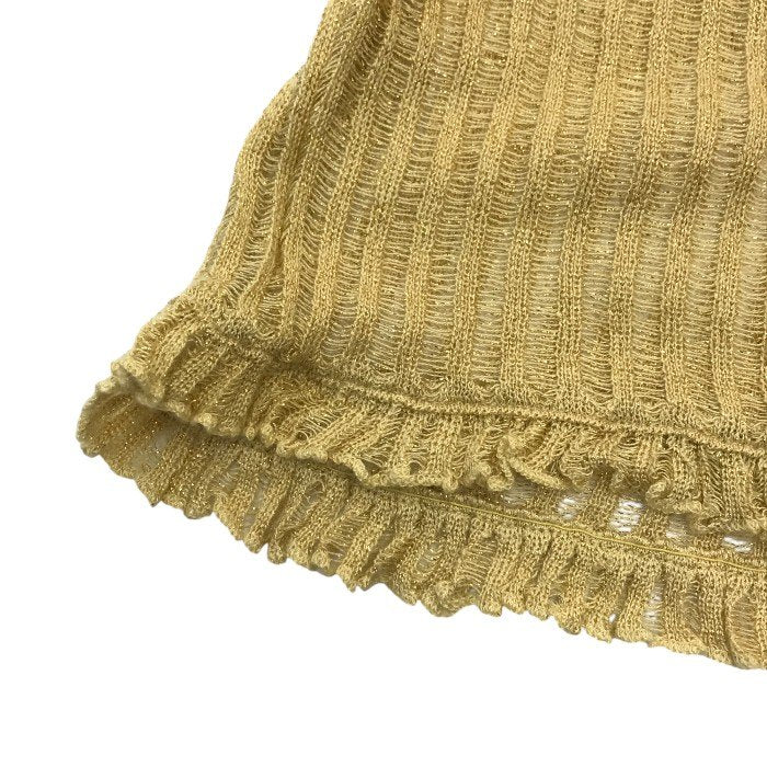 LOUIS VUITTON ルイヴィトン ニットトップス レディース フレンチスリーブ フリル カシミヤ/シルク ラメ セーター ベージュ Mサイズ 中古 T1