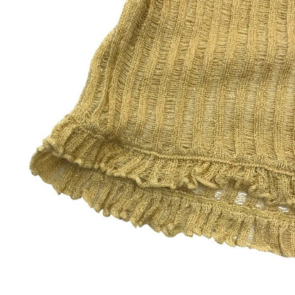 LOUIS VUITTON ルイヴィトン ニットトップス レディース フレンチスリーブ フリル カシミヤ/シルク ラメ セーター ベージュ Mサイズ 中古 T1