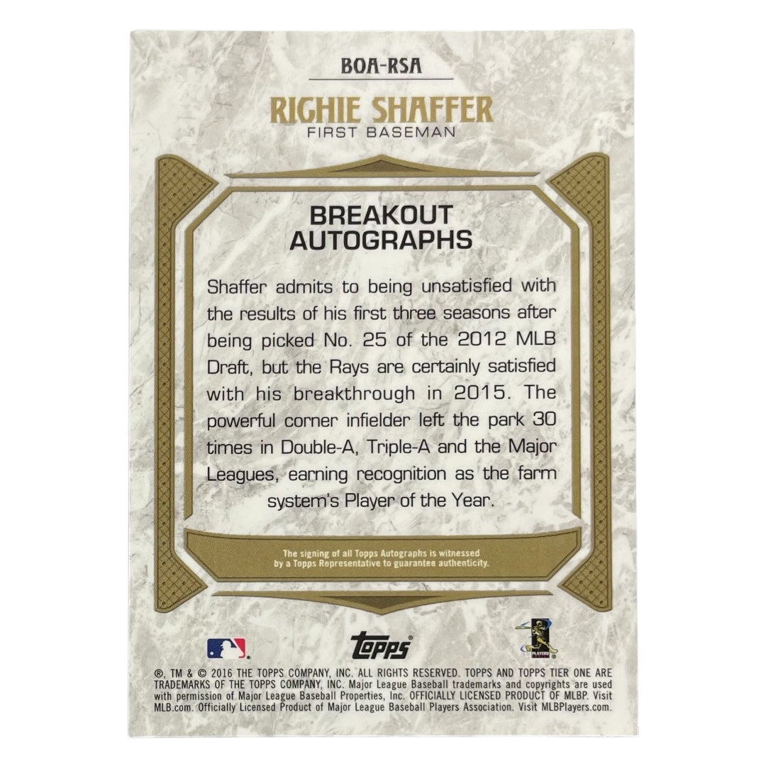 TOPPS MLBカード TIER ONE RICHIE SHAFFER TAMPA BAY RAYS /10 #BOA-RSA 中古 IT2
