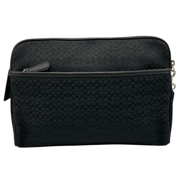 COACH コーチ ミニシグネチャー セカンドバッグ F05094 メンズ レディース ブラック お出かけ 中古 W４