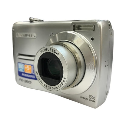 OLYMPUS オリンパス コンパクトデジタルカメラ シルバー 光学5倍ズーム 旅行時 乾電池式 FE-310 中古 T1