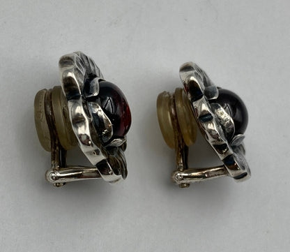 GEORG JENSEN ジョージジェンセン 2002年 ヘリテージ イヤーイヤリング SV925 ガーネット 中古 D4