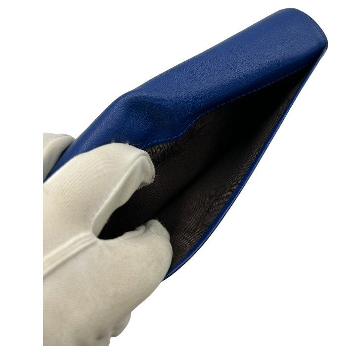 Paul Smith ポールスミス ゴートスキン ハイライトステッチ 長財布 山羊革 レディース カード入れ 札入れ 小銭入れ ブルー 中古 W４