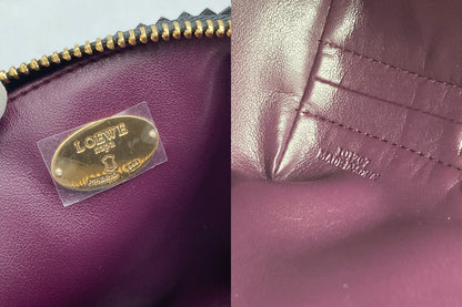 LOEWE ロエベ ナッパレザー 化粧ポーチ/コスメポーチ アナグラム ブラック 中古 D4